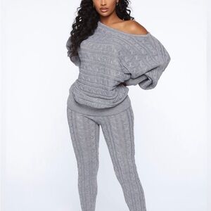 Fashion Nova Gray Off-the-Shoulder Matching set